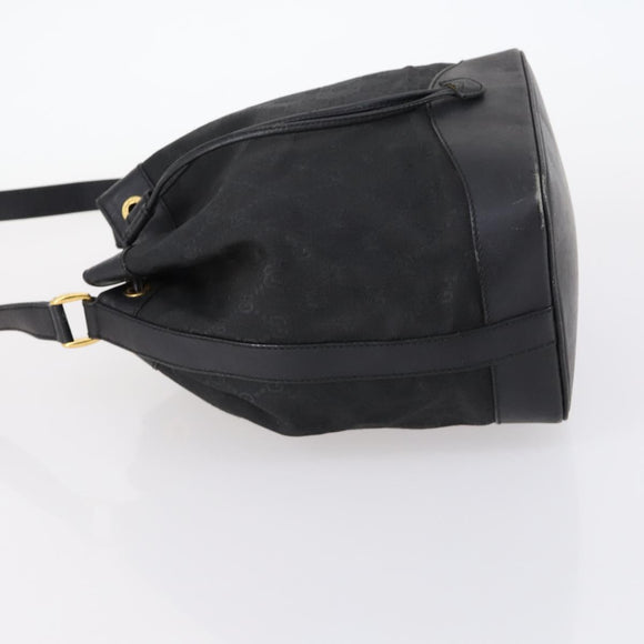 GUCCI GG Canvas Shoulder Bag Black Gold 001 2854 1627 Auth 141820