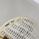 Salvatore Ferragamo Gancini Hand Bag Rattan White Gold Auth 141821-10
