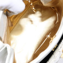 Salvatore Ferragamo Gancini Hand Bag Rattan White Gold Auth 141821-11