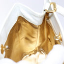 Salvatore Ferragamo Gancini Hand Bag Rattan White Gold Auth 141821-19