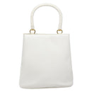 Salvatore Ferragamo Gancini Hand Bag Rattan White Gold Auth 141821-2