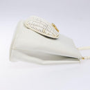 Salvatore Ferragamo Gancini Hand Bag Rattan White Gold Auth 141821-3