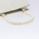 Salvatore Ferragamo Gancini Hand Bag Rattan White Gold Auth 141821-7