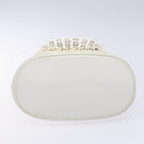 Salvatore Ferragamo Gancini Hand Bag Rattan White Gold Auth 141821-5