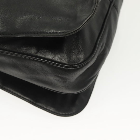 LOEWE Anagram Shoulder Bag Leather Black Gold Auth 141825