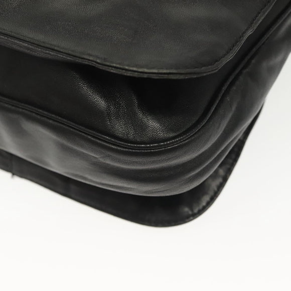 LOEWE Anagram Shoulder Bag Leather Black Gold Auth 141825