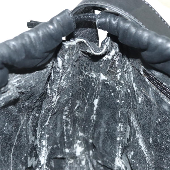 LOEWE Anagram Shoulder Bag Leather Black Gold Auth 141825