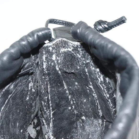 LOEWE Anagram Shoulder Bag Leather Black Gold Auth 141825