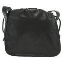 LOEWE Anagram Shoulder Bag Leather Black Gold Auth 141825-13