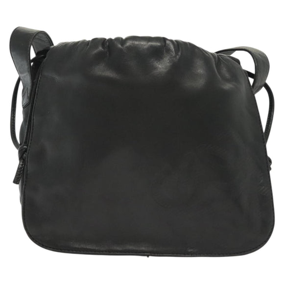 LOEWE Anagram Shoulder Bag Leather Black Gold Auth 141825