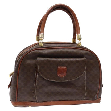 CELINE Macadam Canvas Hand Bag PVC Leather Brown Gold Auth 141839