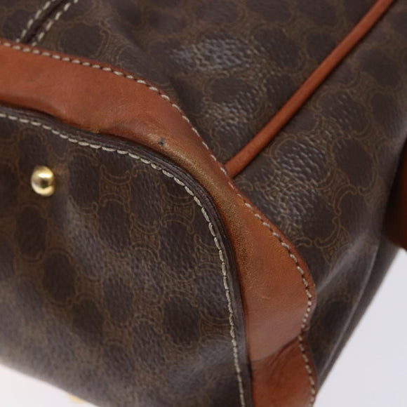 CELINE Macadam Canvas Hand Bag PVC Leather Brown Gold Auth 141839