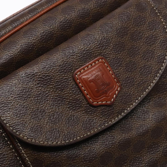 CELINE Macadam Canvas Hand Bag PVC Leather Brown Gold Auth 141839