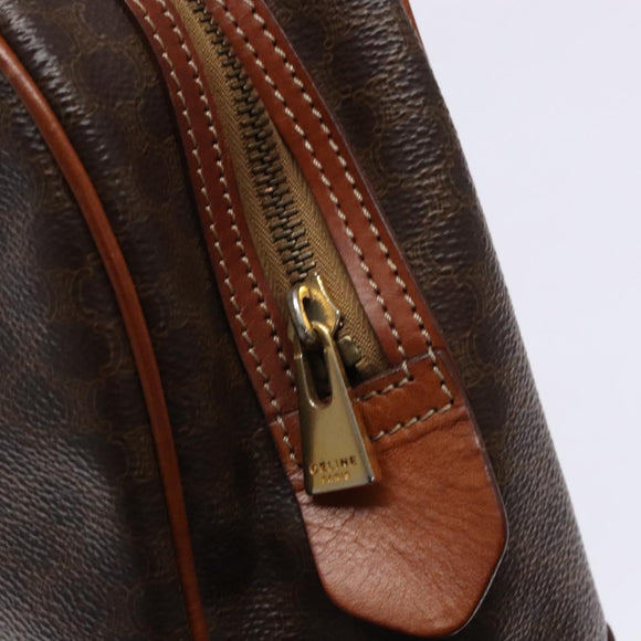 CELINE Macadam Canvas Hand Bag PVC Leather Brown Gold Auth 141839