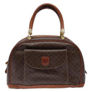 CELINE Macadam Canvas Hand Bag PVC Leather Brown Gold Auth 141839-13