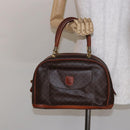 CELINE Macadam Canvas Hand Bag PVC Leather Brown Gold Auth 141839-23