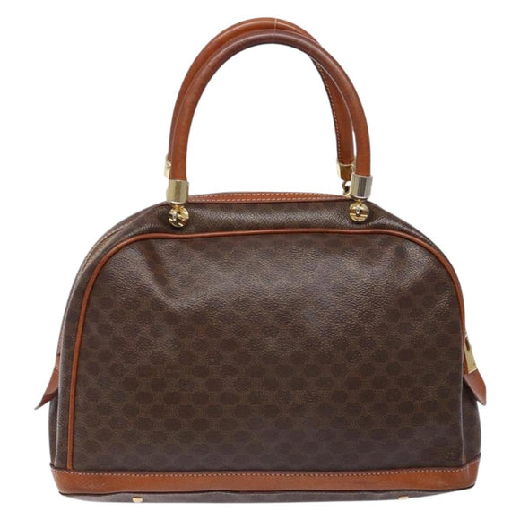 CELINE Macadam Canvas Hand Bag PVC Leather Brown Gold Auth 141839