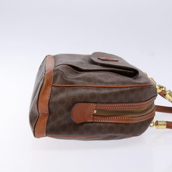 CELINE Macadam Canvas Hand Bag PVC Leather Brown Gold Auth 141839