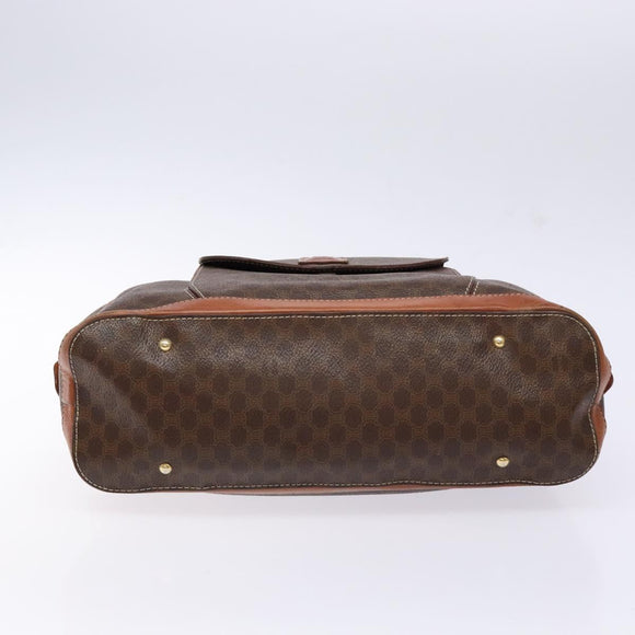 CELINE Macadam Canvas Hand Bag PVC Leather Brown Gold Auth 141839