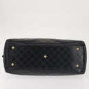 Gianni Versace Hand Bag PVC Leather Black Gold Auth 141846-6
