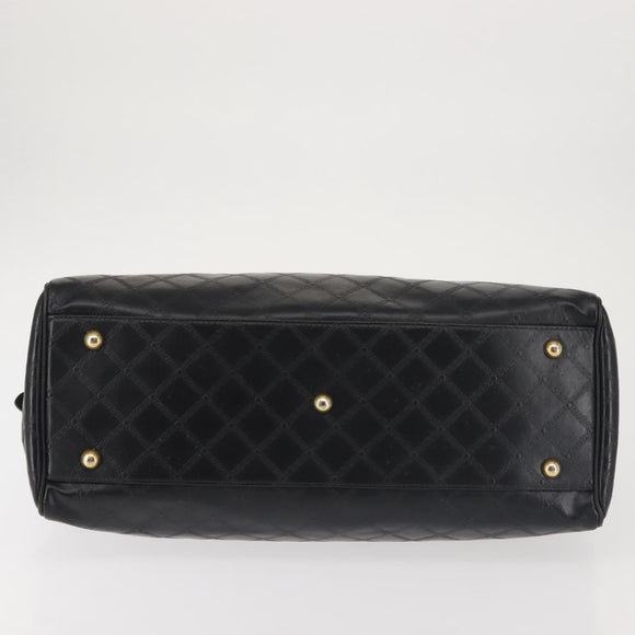 Gianni Versace Hand Bag PVC Leather Black Gold Auth 141846