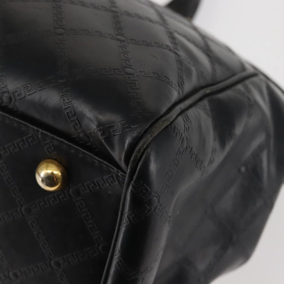 Gianni Versace Hand Bag PVC Leather Black Gold Auth 141846