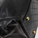 Gianni Versace Hand Bag PVC Leather Black Gold Auth 141846-16