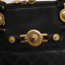 Gianni Versace Hand Bag PVC Leather Black Gold Auth 141846-18