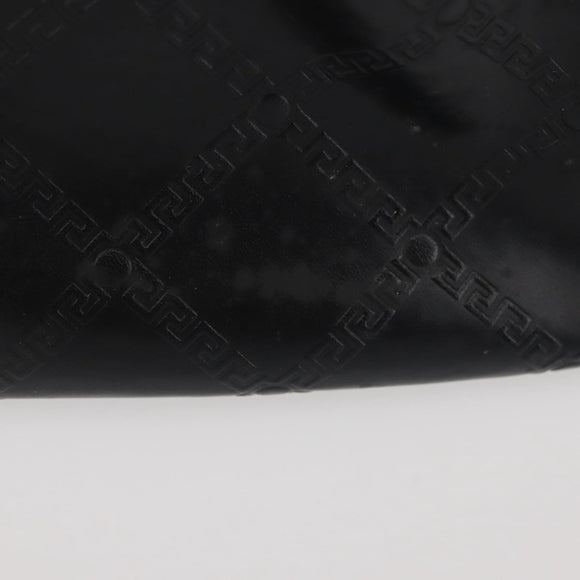 Gianni Versace Hand Bag PVC Leather Black Gold Auth 141846