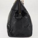 Gianni Versace Hand Bag PVC Leather Black Gold Auth 141846-5