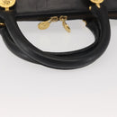 Gianni Versace Hand Bag PVC Leather Black Gold Auth 141846-8