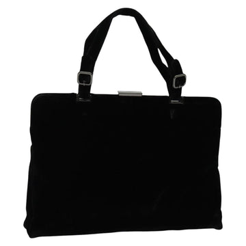 PRADA Hand Bag Velor Black Silver Auth 141854