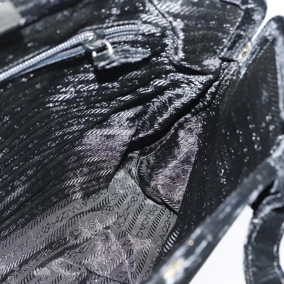 PRADA Hand Bag Velor Black Silver Auth 141854