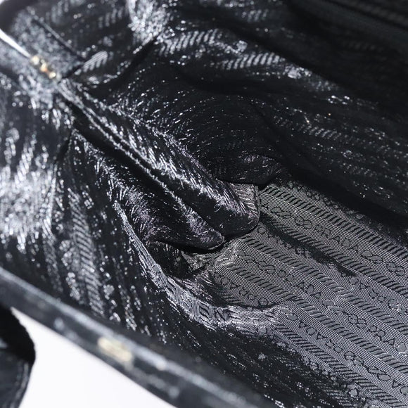 PRADA Hand Bag Velor Black Silver Auth 141854