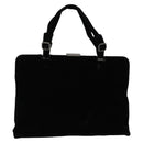 PRADA Hand Bag Velor Black Silver Auth 141854-13