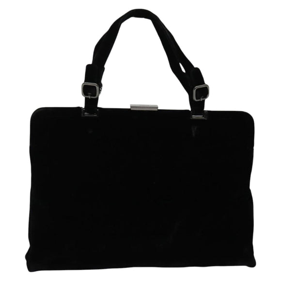 PRADA Hand Bag Velor Black Silver Auth 141854