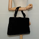 PRADA Hand Bag Velor Black Silver Auth 141854-21