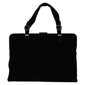 PRADA Hand Bag Velor Black Silver Auth 141854 - 0