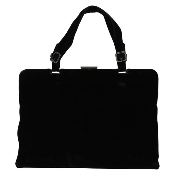 PRADA Hand Bag Velor Black Silver Auth 141854