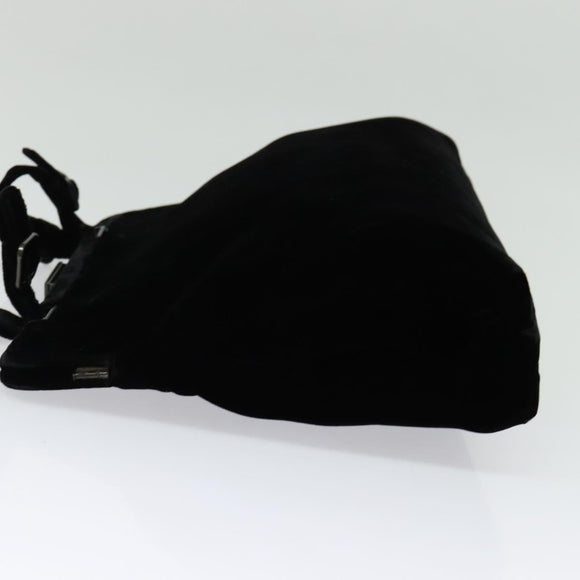 PRADA Hand Bag Velor Black Silver Auth 141854