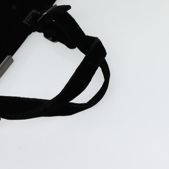 PRADA Hand Bag Velor Black Silver Auth 141854