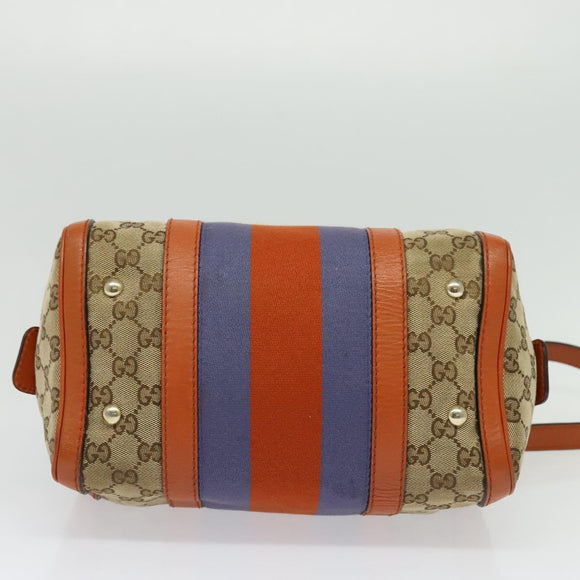 GUCCI GG Canvas Hand Bag 2way Beige Gold 269876 Auth 141858