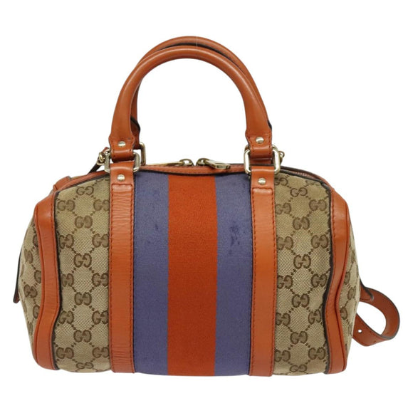 GUCCI GG Canvas Hand Bag 2way Beige Gold 269876 Auth 141858