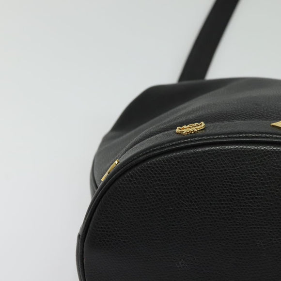 MCM Studs Shoulder Bag Leather Black Gold Auth 141865