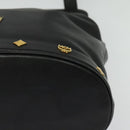 MCM Studs Shoulder Bag Leather Black Gold Auth 141865-11