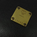 MCM Studs Shoulder Bag Leather Black Gold Auth 141865-14