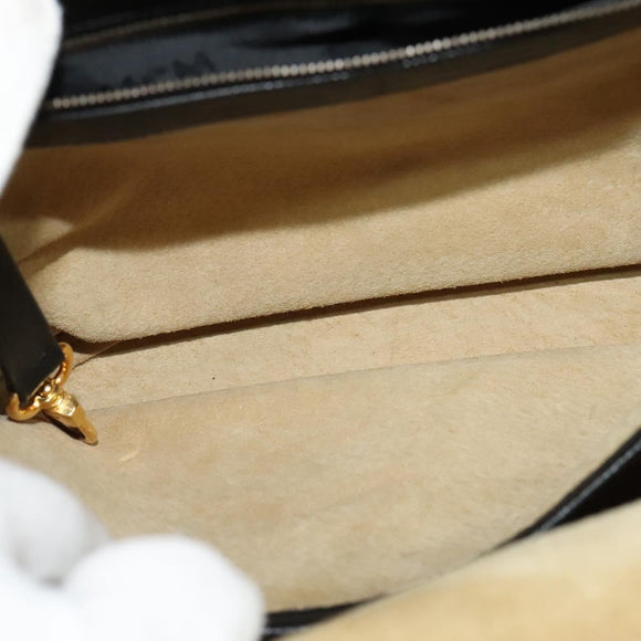 MCM Studs Shoulder Bag Leather Black Gold Auth 141865