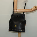 MCM Studs Shoulder Bag Leather Black Gold Auth 141865-21