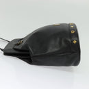 MCM Studs Shoulder Bag Leather Black Gold Auth 141865-4