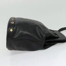 MCM Studs Shoulder Bag Leather Black Gold Auth 141865-5